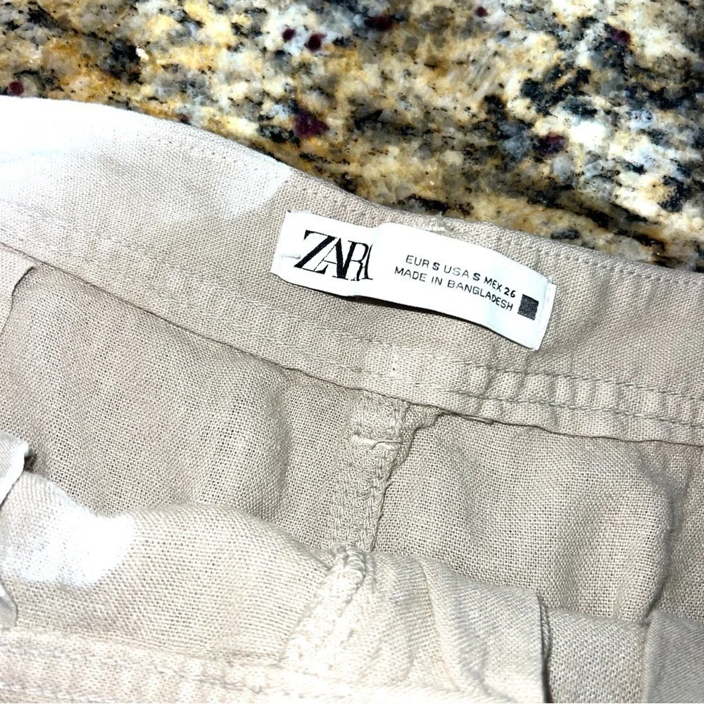 NWT Zara Woman's Linen Blend Wide Straight‎ Tailored Leg Pants Small